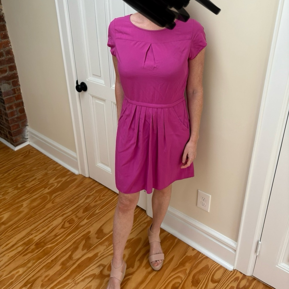 J. Crew Pink Pleated Midi Dress